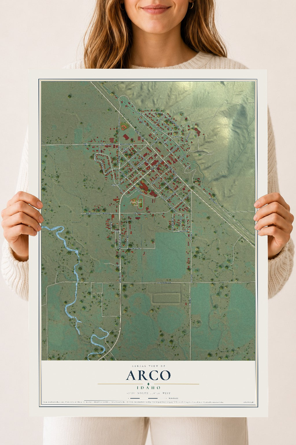 Map of Arco, Idaho, 18 x 24 inch unframed archival matte print