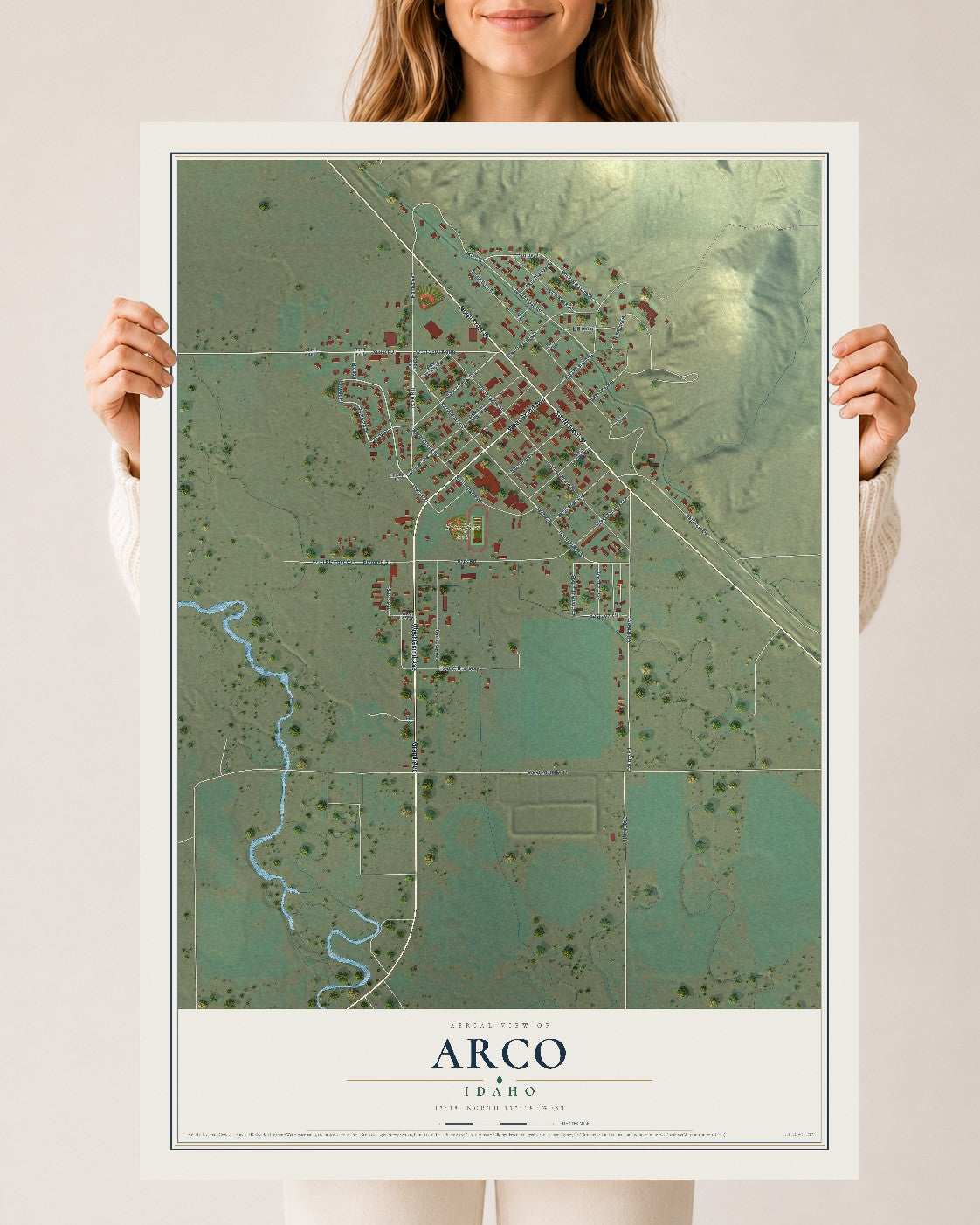 Map of Arco, Idaho, 24 x 36 inch unframed archival matte print