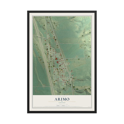 Map of Arimo, Idaho, 12 x 18 inch print in a black wood frame