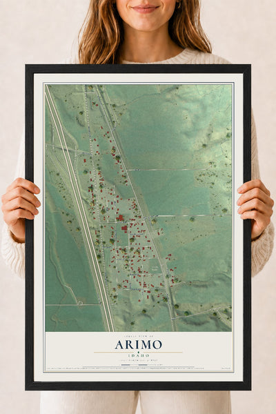 Map of Arimo, Idaho, 18 x 24 inch print in a black wood frame