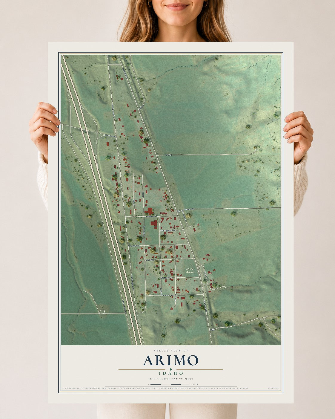 Map of Arimo, Idaho, 24 x 36 inch unframed archival matte print
