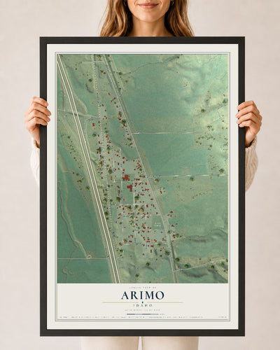 Map of Arimo, Idaho, 24 x 36 inch print in a black wood frame