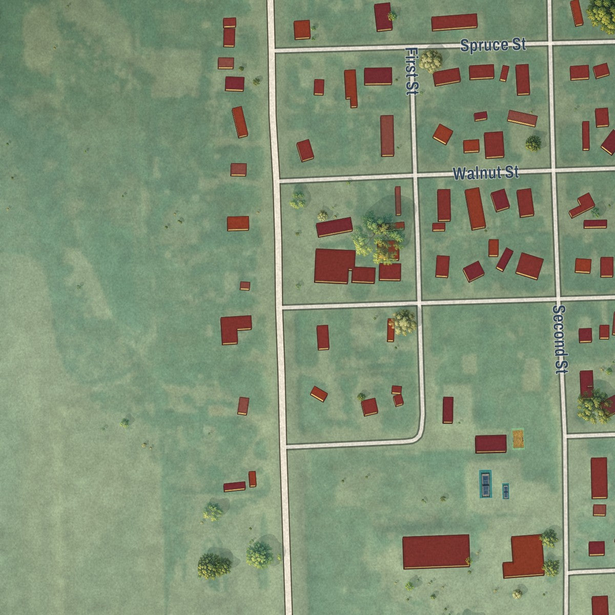 Second close-up of the map of Ashton, Idaho print showing more streets and buildings