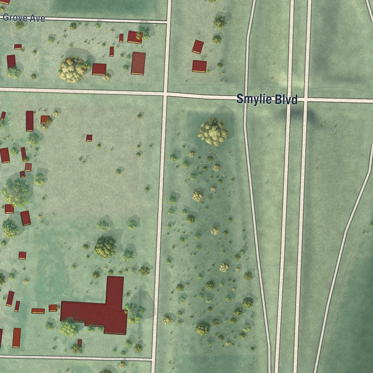 Second close-up of the map of Athol, Idaho print showing more streets and buildings