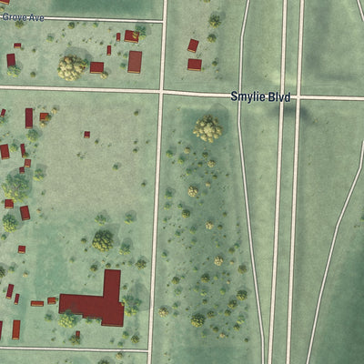 Second close-up of the map of Athol, Idaho print showing more streets and buildings
