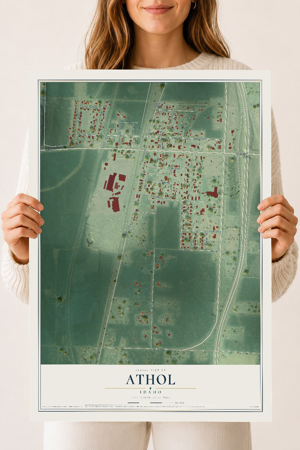 Map of Athol, Idaho, 18 x 24 inch unframed archival matte print
