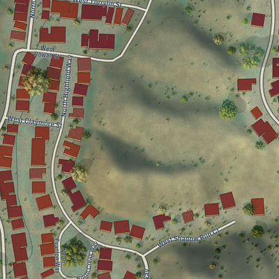 Close-up of the map of Avimor, Idaho print showing street and building detail
