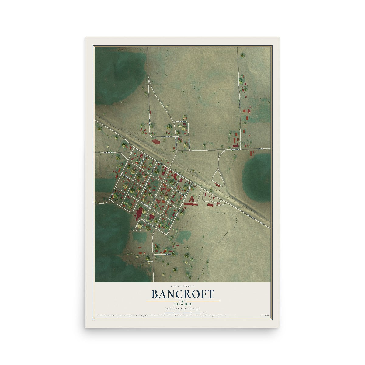 Map of Bancroft, Idaho, 12 x 18 inch unframed archival matte print
