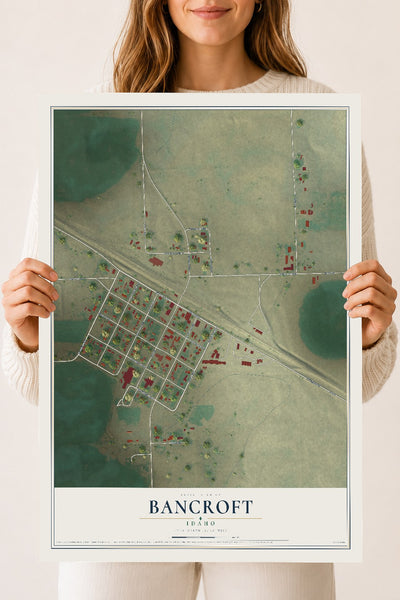 Map of Bancroft, Idaho, 18 x 24 inch unframed archival matte print