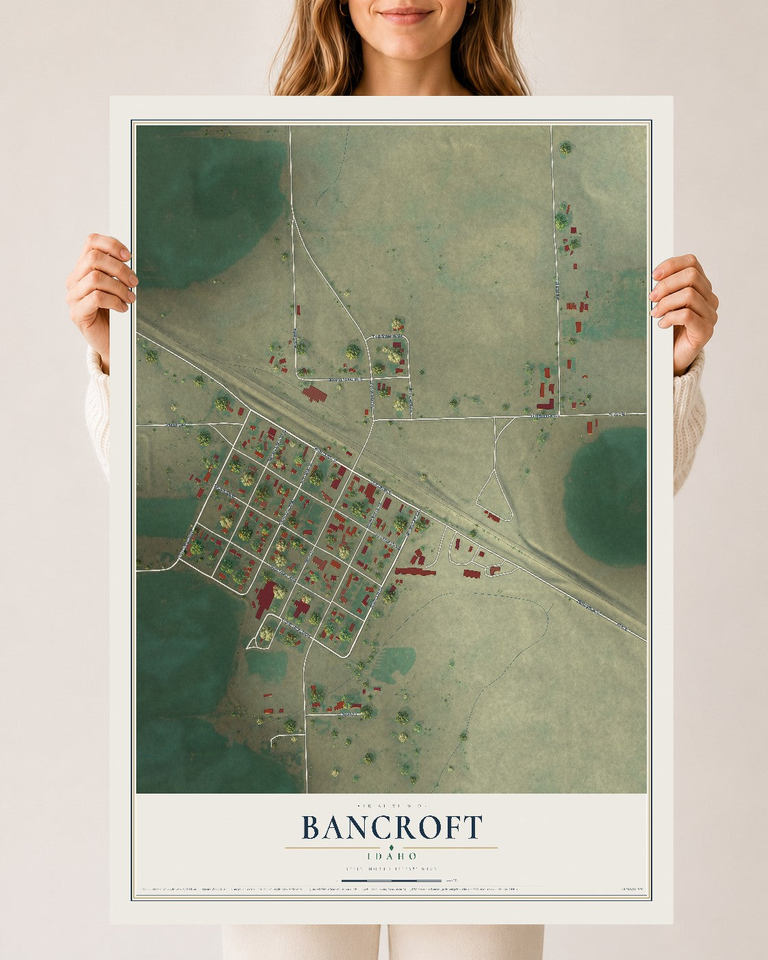Map of Bancroft, Idaho, 24 x 36 inch unframed archival matte print