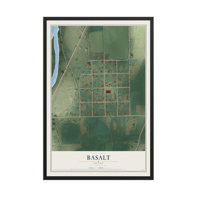 Map of Basalt, Idaho, 12 x 18 inch print in a black wood frame