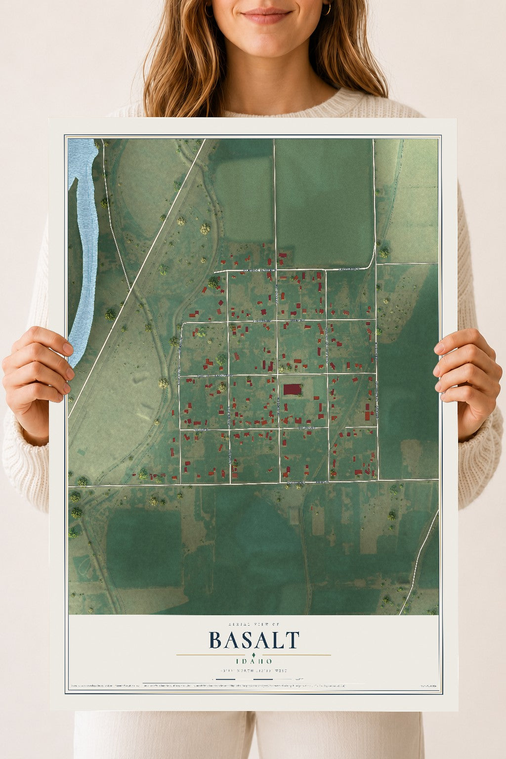 Map of Basalt, Idaho, 18 x 24 inch unframed archival matte print