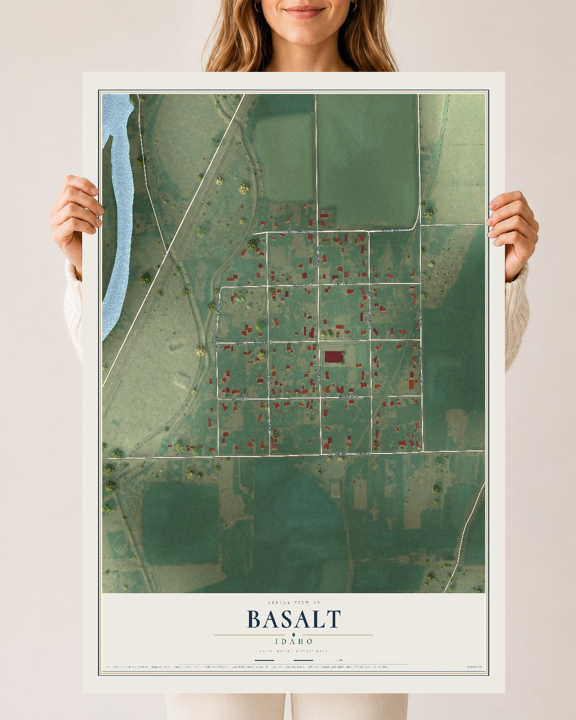Map of Basalt, Idaho, 24 x 36 inch unframed archival matte print