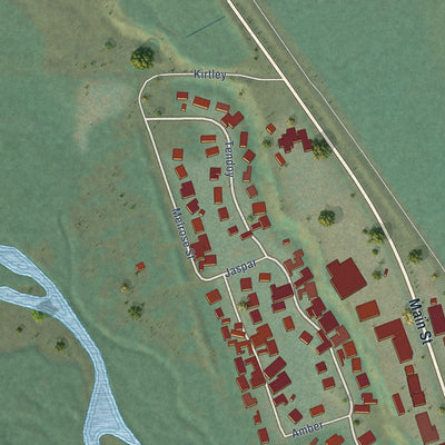 Second close-up of the map of Bellevue, Idaho print showing more streets and buildings