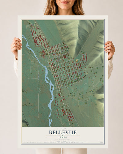 Map of Bellevue, Idaho, 24 x 36 inch unframed archival matte print