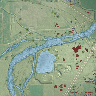 Second close-up of the map of Blackfoot, Idaho print showing more streets and buildings
