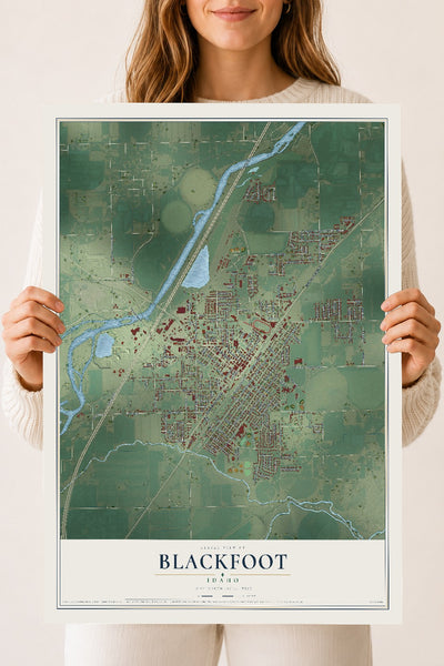 Map of Blackfoot, Idaho, 18 x 24 inch unframed archival matte print