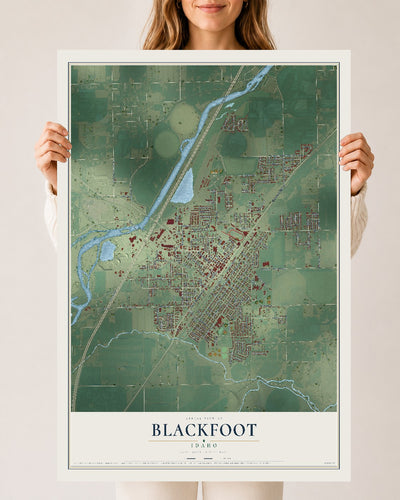 Map of Blackfoot, Idaho, 24 x 36 inch unframed archival matte print