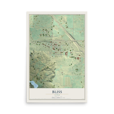 Map of Bliss, Idaho, 12 x 18 inch unframed archival matte print
