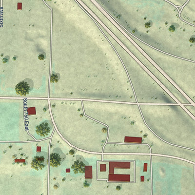 Second close-up of the map of Bliss, Idaho print showing more streets and buildings