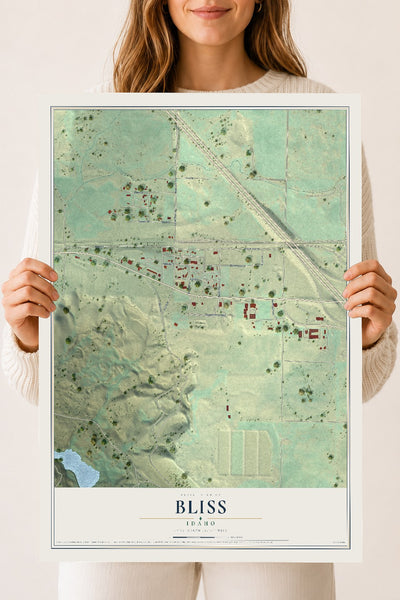 Map of Bliss, Idaho, 18 x 24 inch unframed archival matte print