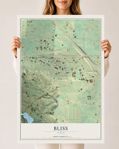 Map of Bliss, Idaho, 24 x 36 inch unframed archival matte print