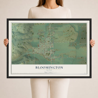 Map of Bloomington, Idaho, 24 x 36 inch print in a black wood frame