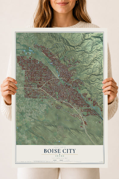 Map of Boise City, Idaho, 18 x 24 inch unframed archival matte print