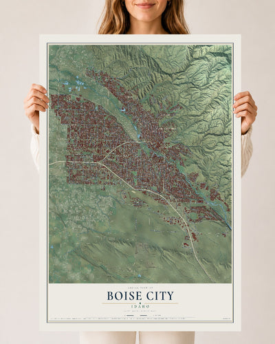 Map of Boise City, Idaho, 24 x 36 inch unframed archival matte print