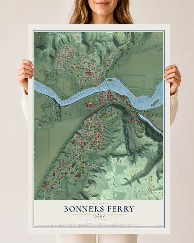 Map of Bonners Ferry, Idaho, 24 x 36 inch unframed archival matte print