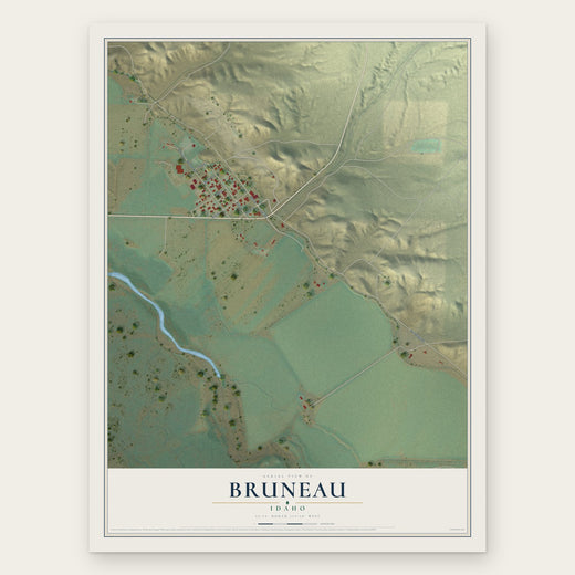 Bruneau, Idaho map print, the full design