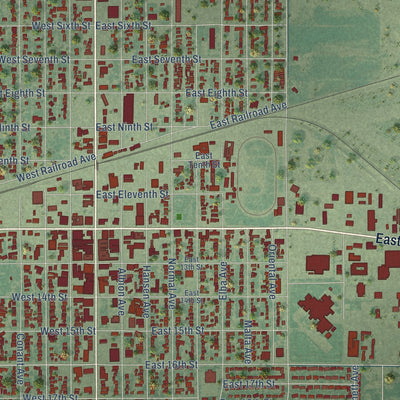 Close-up of the map of Burley, Idaho print showing street and building detail