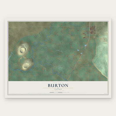 Burton, Idaho map print, the full design