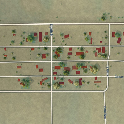 Close-up of the map of Butte City, Idaho print showing street and building detail