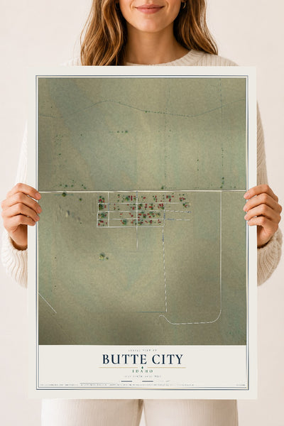 Map of Butte City, Idaho, 18 x 24 inch unframed archival matte print