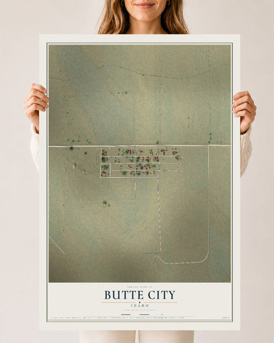 Map of Butte City, Idaho, 24 x 36 inch unframed archival matte print