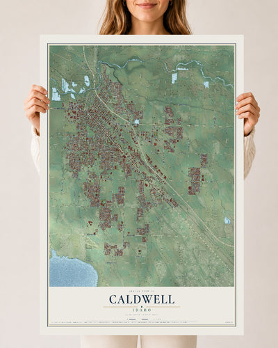 Map of Caldwell, Idaho, 24 x 36 inch unframed archival matte print