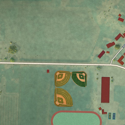 Second close-up of the map of Cambridge, Idaho print showing more streets and buildings