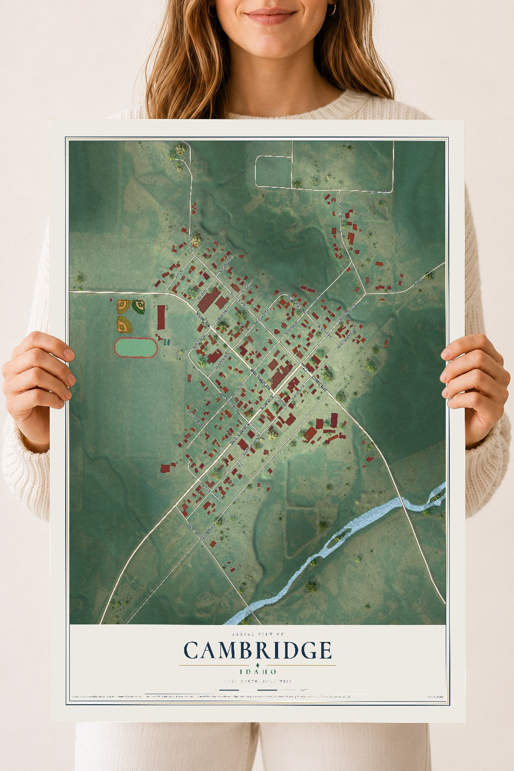 Map of Cambridge, Idaho, 18 x 24 inch unframed archival matte print