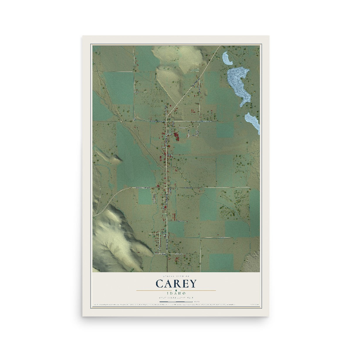 Map of Carey, Idaho, 12 x 18 inch unframed archival matte print