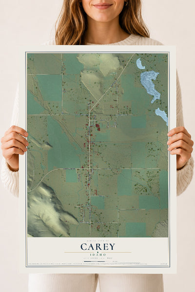 Map of Carey, Idaho, 18 x 24 inch unframed archival matte print