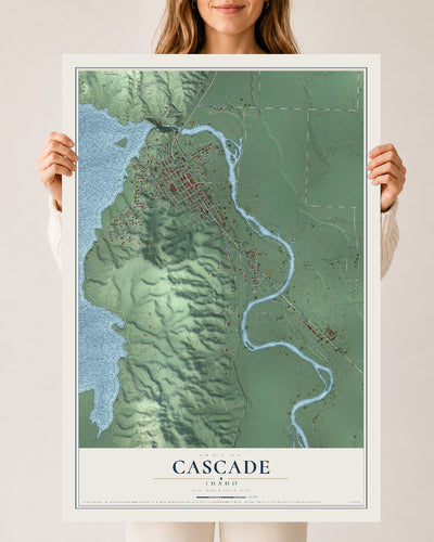 Map of Cascade, Idaho, 24 x 36 inch unframed archival matte print