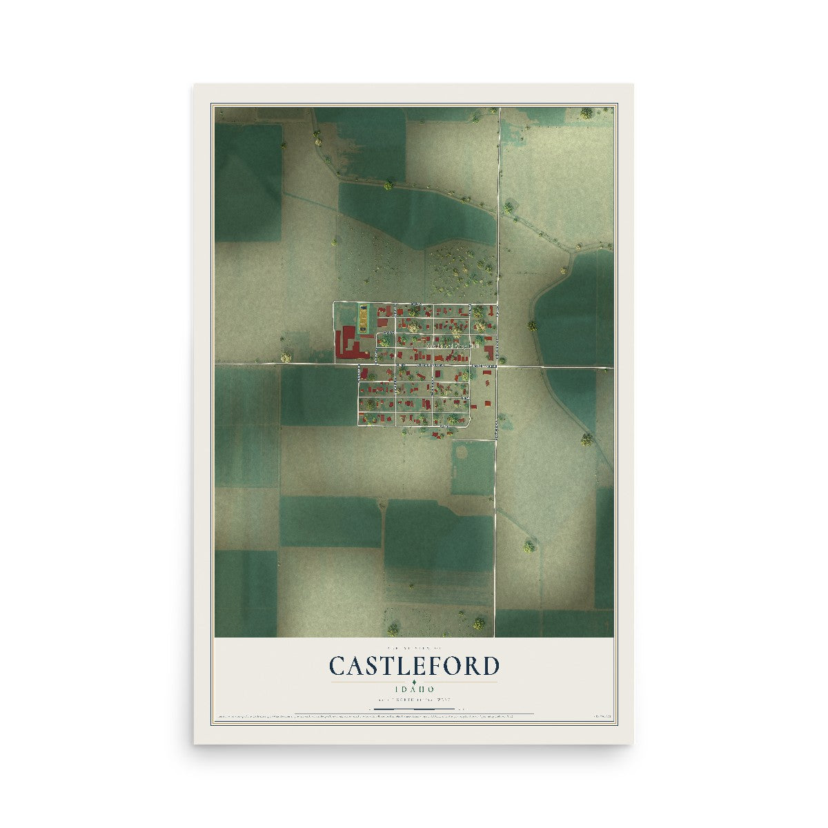 Map of Castleford, Idaho, 12 x 18 inch unframed archival matte print
