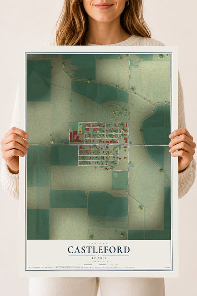 Map of Castleford, Idaho, 18 x 24 inch unframed archival matte print