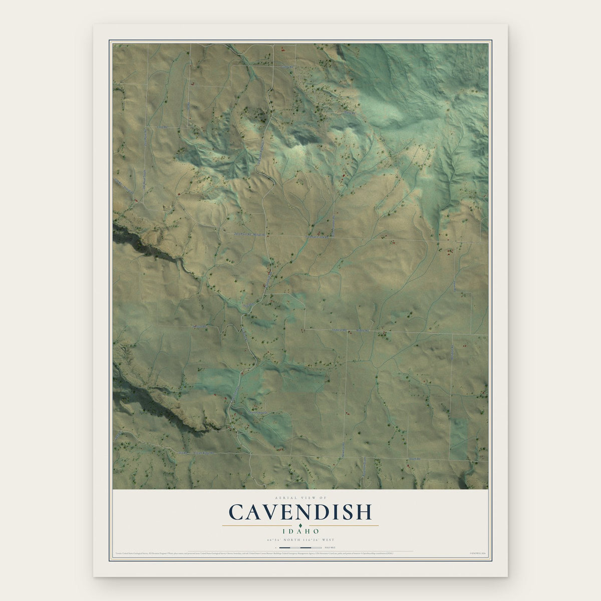 Cavendish, Idaho map print, the full design