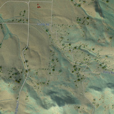 Close-up of the map of Cavendish, Idaho print showing street and building detail
