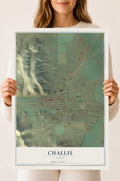 Map of Challis, Idaho, 18 x 24 inch unframed archival matte print