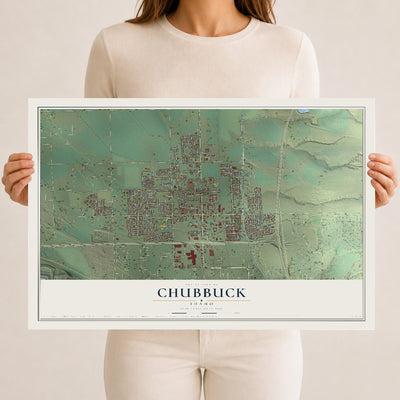 Map of Chubbuck, Idaho, 12 x 18 inch unframed archival matte print