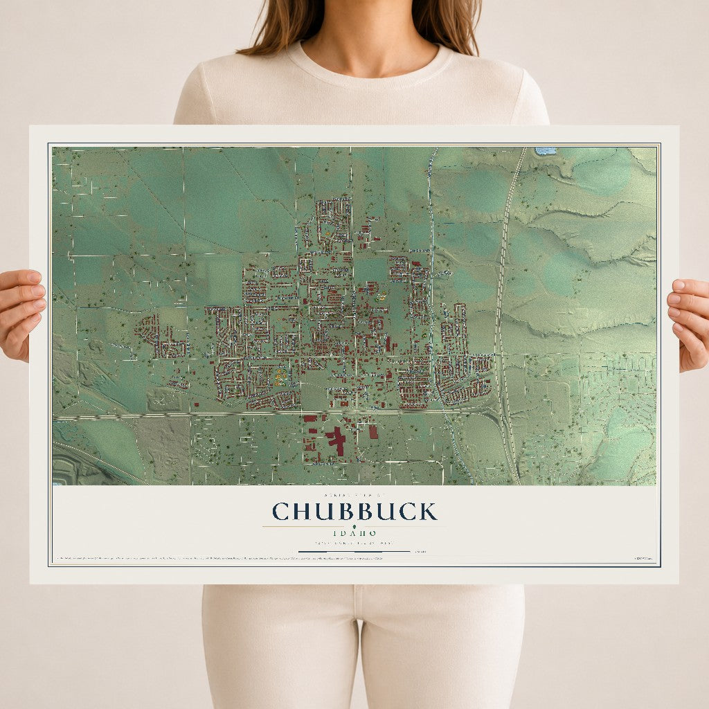 Map of Chubbuck, Idaho, 18 x 24 inch unframed archival matte print