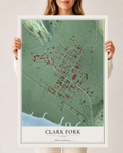 Map of Clark Fork, Idaho, 24 x 36 inch unframed archival matte print